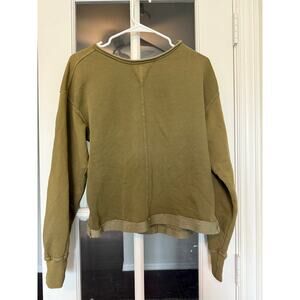 C&C California Women's Crew Neck green Sun washed cotton blend Sweatshirt small